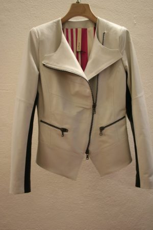 Giacca donna pelle bianco ghiaccio
