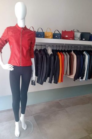 Giacca donna pelle rossa
